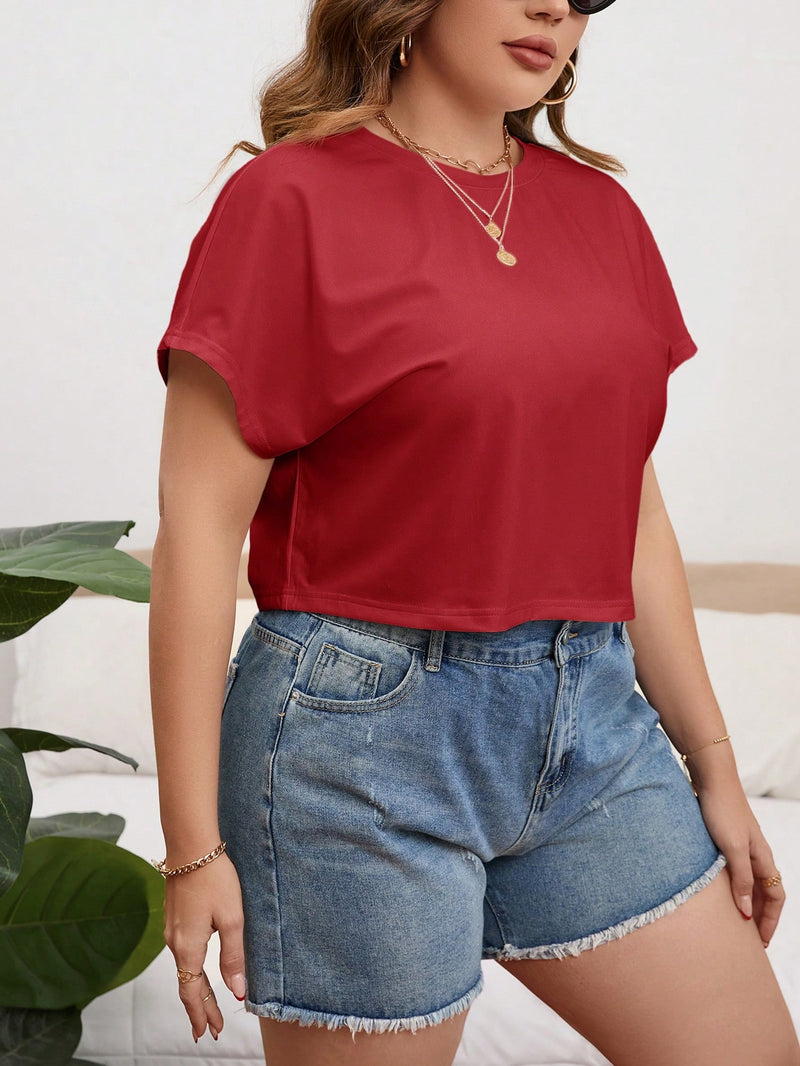 Camiseta Cropped Feminina Manga Morcego - Daian  Plus Size