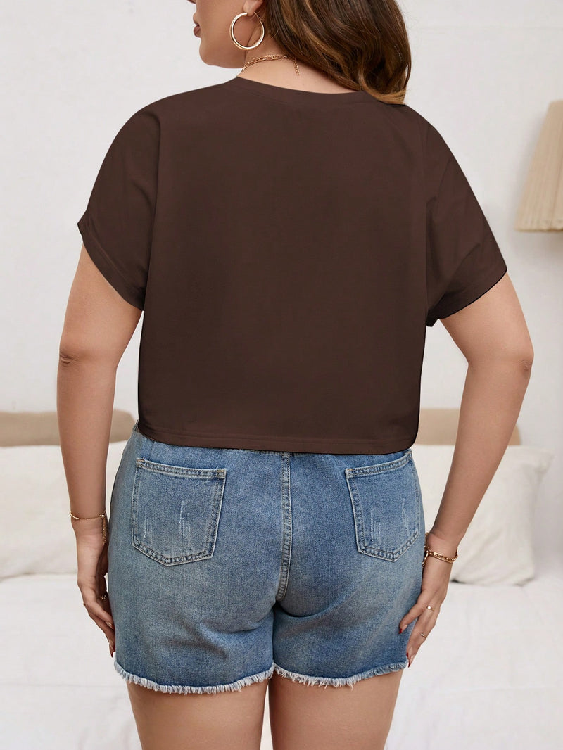 Camiseta Cropped Feminina Manga Morcego - Daian  Plus Size
