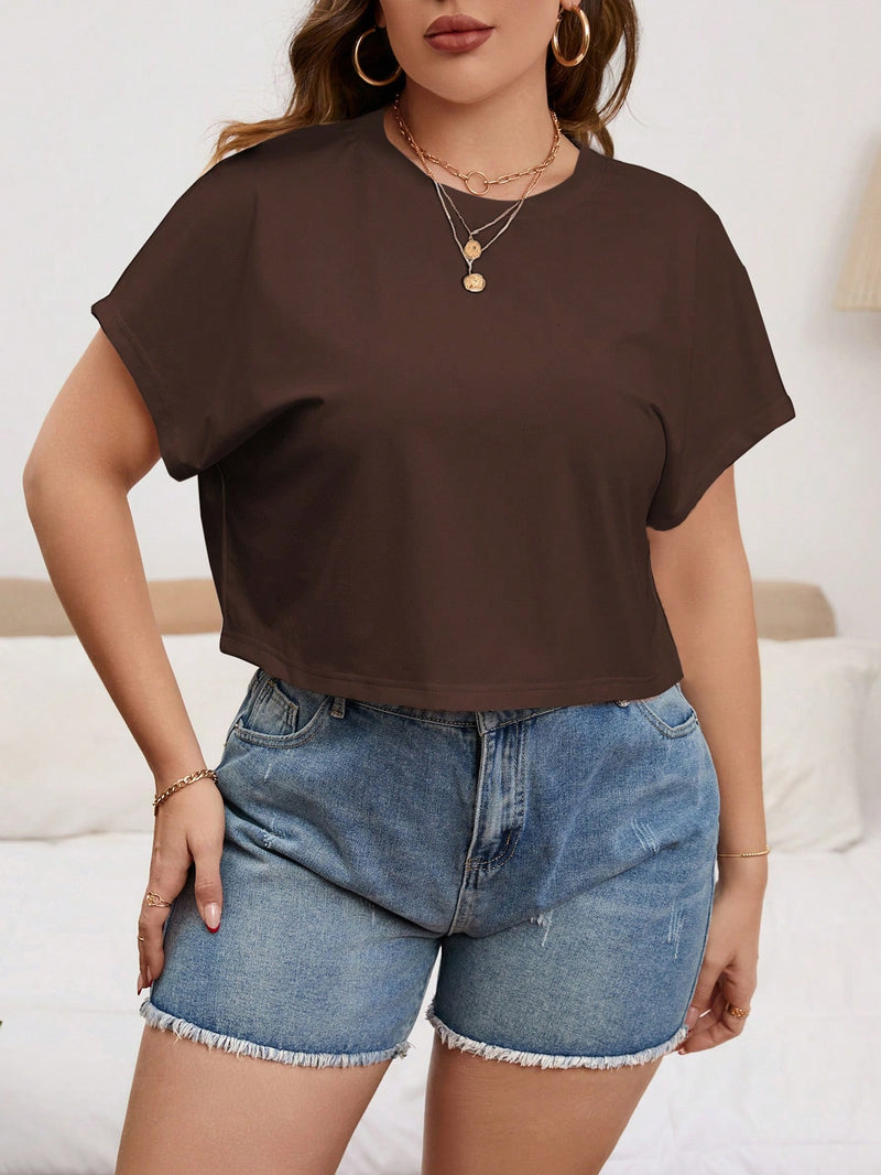 Camiseta Cropped Feminina Manga Morcego - Daian  Plus Size