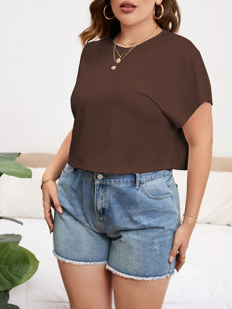 Camiseta Cropped Feminina Manga Morcego - Daian  Plus Size