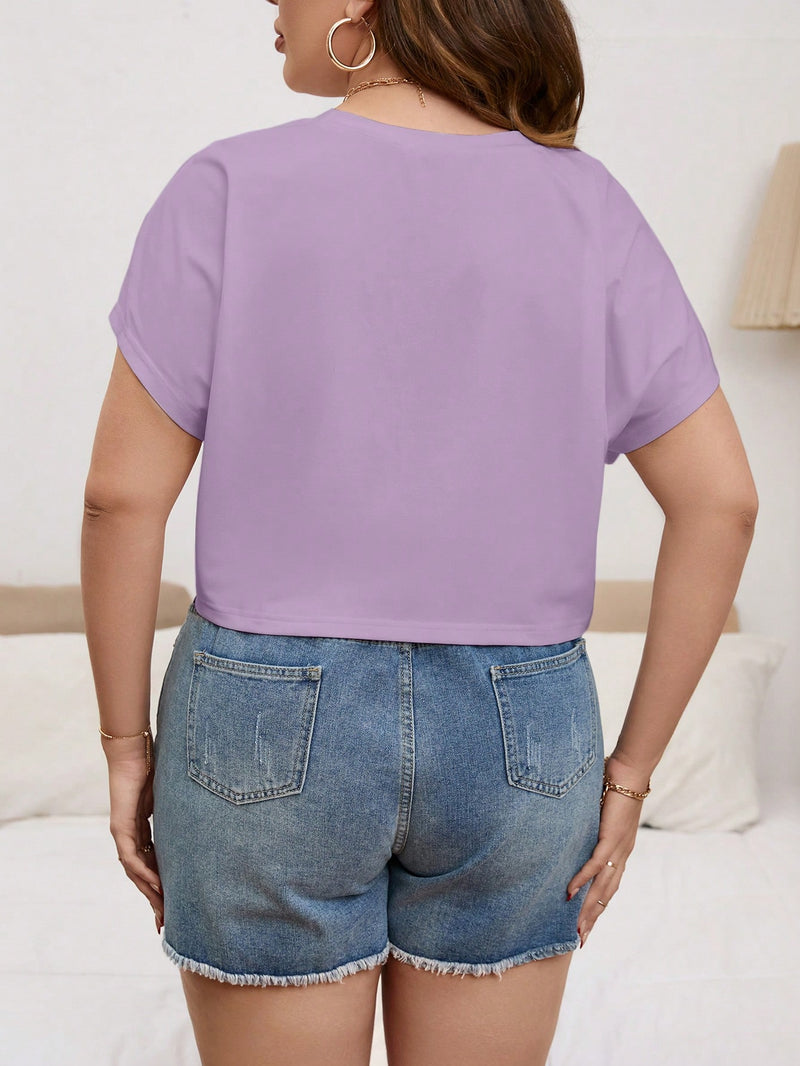 Camiseta Cropped Feminina Manga Morcego - Daian  Plus Size