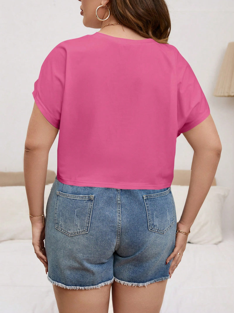 Camiseta Cropped Feminina Manga Morcego - Daian  Plus Size
