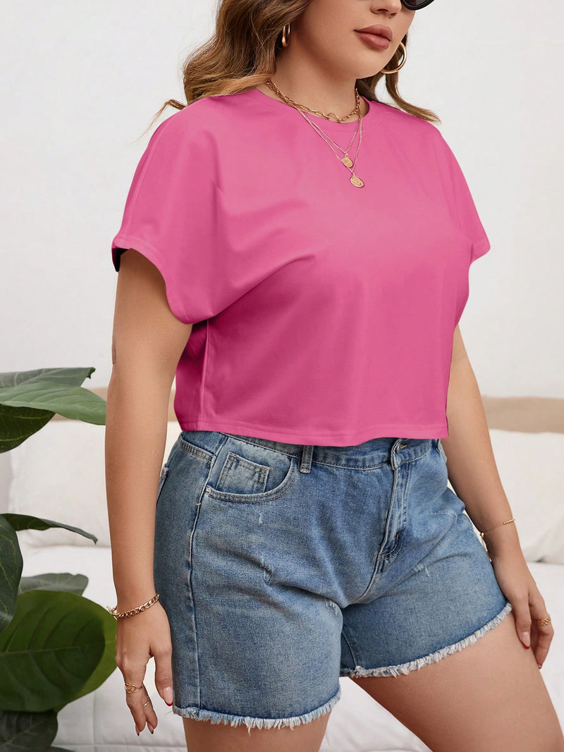 Camiseta Cropped Feminina Manga Morcego - Daian  Plus Size