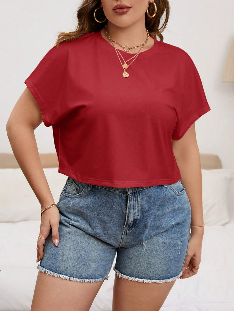 Camiseta Cropped Feminina Manga Morcego - Daian  Plus Size