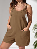 Macacão Feminino Plus Size Com Bolso Frontal E Nó Nas Alças