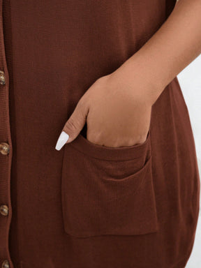 Cardigan Feminina com botões na frontal e bolsos duplos - Melany. Plus Size