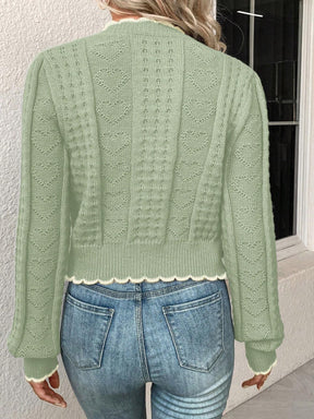 Cardigan Feminina com Design de Botão em Formato de Coração - Kaily