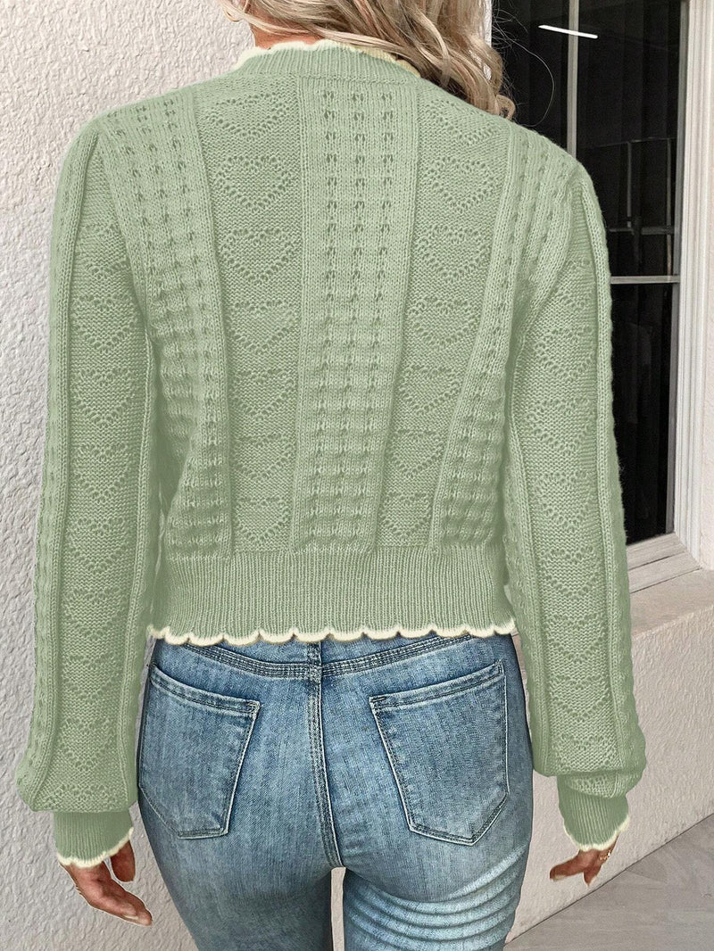 Cardigan Feminina com Design de Botão em Formato de Coração - Kaily