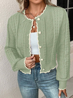 Cardigan Feminina com Design de Botão em Formato de Coração - Kaily