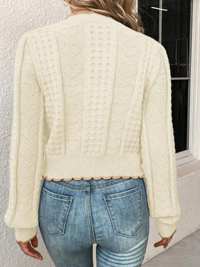 Cardigan Feminina com Design de Botão em Formato de Coração - Kaily