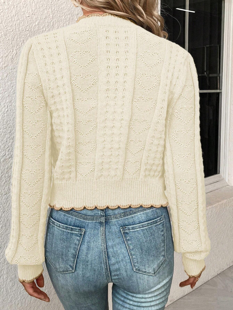 Cardigan Feminina com Design de Botão em Formato de Coração - Kaily