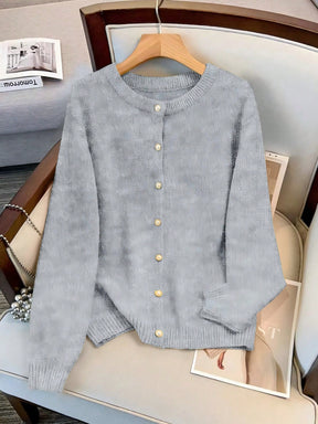 Cardigan Feminina de Manga Longa Gola Redonda - Jaky. Plus Size