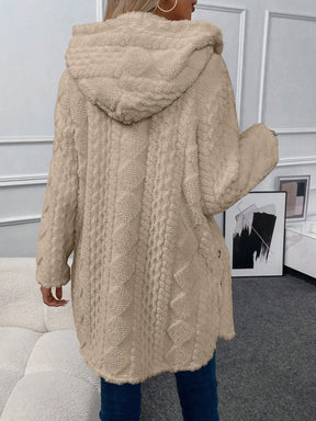 Casaco Feminino com Botão Teddy Com capuz Ivanka