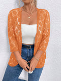 Casaco Feminino de Renda Floral Aberto na Frente - Jazmin. Plus Size
