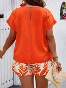 Conjunto Feminino Camisa Gola Redonda E Short Casual Debora Plus Size