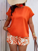 Conjunto Feminino Camisa Gola Redonda E Short Casual Debora Plus Size
