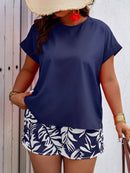 Conjunto Feminino Camisa Gola Redonda E Short Casual Debora Plus Size
