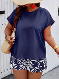Conjunto Feminino Camisa Gola Redonda E Short Casual Debora Plus Size