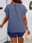 Conjunto Feminino Camisa Gola Redonda E Short Casual Debora Plus Size