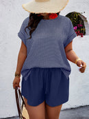 Conjunto Feminino Camisa Gola Redonda E Short Casual Debora Plus Size