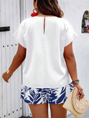 Conjunto Feminino Camisa Gola Redonda E Short Casual Debora Plus Size