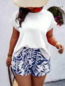 Conjunto Feminino Camisa Gola Redonda E Short Casual Debora Plus Size
