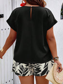 Conjunto Feminino Camisa Gola Redonda E Short Casual Debora Plus Size