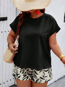 Conjunto Feminino Camisa Gola Redonda E Short Casual Debora Plus Size