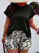 Conjunto Feminino Camisa Gola Redonda E Short Casual Debora Plus Size