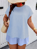 Conjunto Feminino Camisa Gola Redonda E Short Casual Debora Plus Size