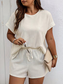 Conjunto Feminino Camisa Gola Redonda E Short Casual Debora Plus Size