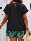 Conjunto Feminino Camisa Gola Redonda E Short Casual Debora Plus Size