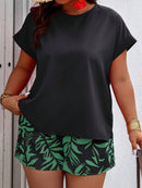Conjunto Feminino Camisa Gola Redonda E Short Casual Debora Plus Size