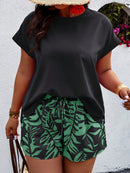 Conjunto Feminino Camisa Gola Redonda E Short Casual Debora Plus Size