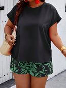 Conjunto Feminino Camisa Gola Redonda E Short Casual Debora Plus Size