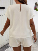 Conjunto Feminino Camisa Gola Redonda E Short Casual Debora Plus Size