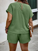 Conjunto Feminino Camisa Gola Redonda E Short Casual Debora Plus Size