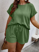 Conjunto Feminino Camisa Gola Redonda E Short Casual Debora Plus Size