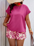Conjunto Feminino Camisa Gola Redonda E Short Casual Debora Plus Size