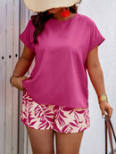 Conjunto Feminino Camisa Gola Redonda E Short Casual Debora Plus Size