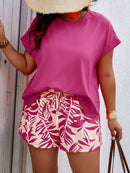 Conjunto Feminino Camisa Gola Redonda E Short Casual Debora Plus Size