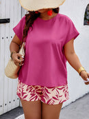 Conjunto Feminino Camisa Gola Redonda E Short Casual Debora Plus Size