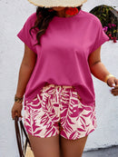 Conjunto Feminino Camisa Gola Redonda E Short Casual Debora Plus Size