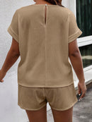 Conjunto Feminino Camisa Gola Redonda E Short Casual Debora Plus Size