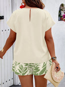 Conjunto Feminino Camisa Gola Redonda E Short Casual Debora Plus Size