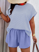 Conjunto Feminino Camisa Gola Redonda E Short Casual Debora Plus Size