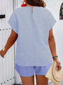 Conjunto Feminino Camisa Gola Redonda E Short Casual Debora Plus Size