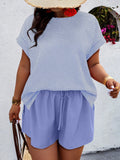 Conjunto Feminino Camisa Gola Redonda E Short Casual Debora Plus Size