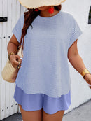 Conjunto Feminino Camisa Gola Redonda E Short Casual Debora Plus Size