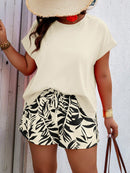 Conjunto Feminino Camisa Gola Redonda E Short Casual Debora Plus Size